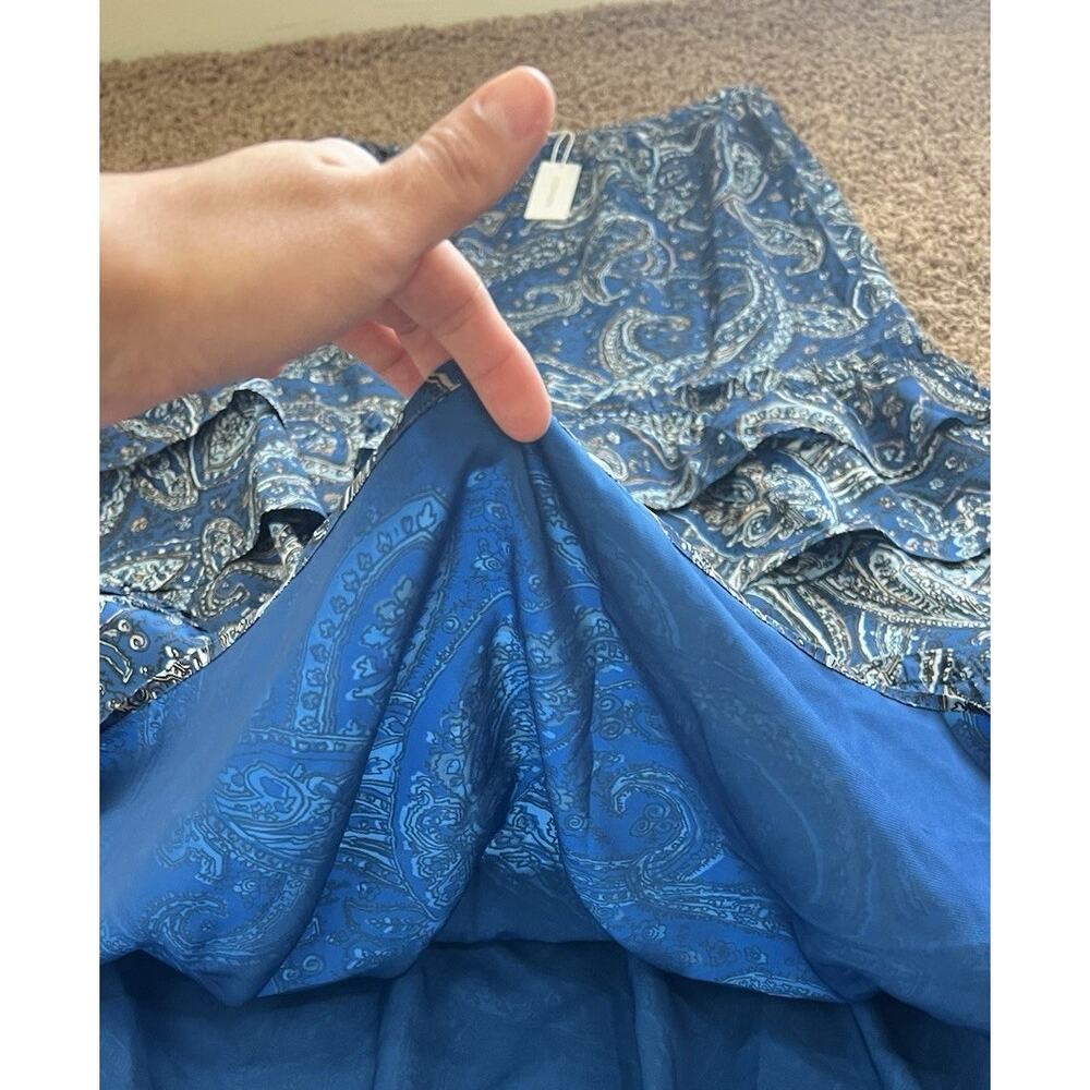 Modern Boho Paisley Tiered Midi Skirt Sz 10 Blue Soft Flow | Outerknown - Picture 11 of 11